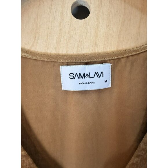 Sam & Lavi ANTHROPOLOGIE Gold Sleeveless Cocktail Dress Size Medium $198 - Picture 3 of 14